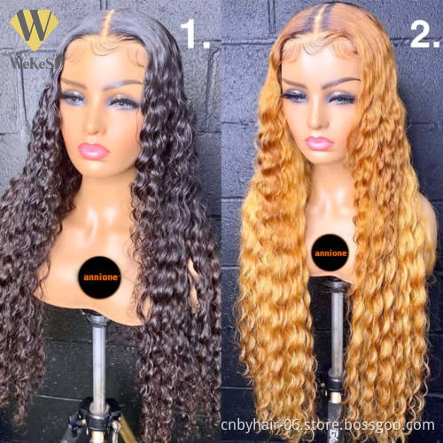 Cheap Human Hair Wigs Curly Natural Lace,Transparent Loose Deep Wave Lace Frontal Wigs,Curly Cuticle Aligned Lace Front Wig